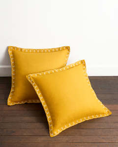 Bedding: Turmeric & Crème 100% French Flax Linen Swirl European Pillowcases (Set of Two)