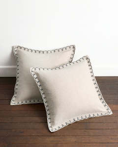 Bedding: Oatmeal & Charcoal 100% French Flax Linen Swirl European Pillowcases (Set of Two)