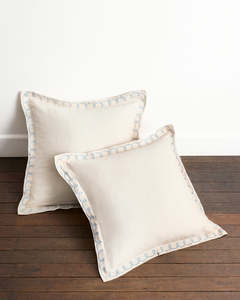 Crème & Coast 100% French Flax Linen Swirl European Pillowcases (Set of Two)