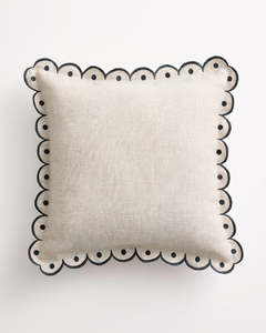 Oatmeal & Charcoal 100% French Flax Linen Arch Cushion Cover