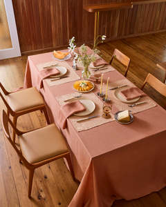 Hazelnut & Terracotta 100% French Flax Linen Table Bundle