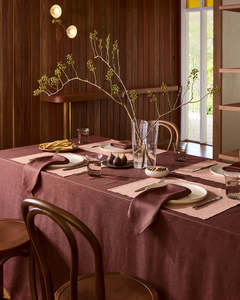 Cacao & Hazelnut 100% French Flax Linen Table Bundle