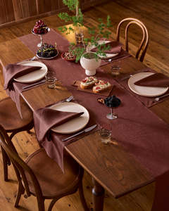 Cacao 100% French Flax Linen Table Runner