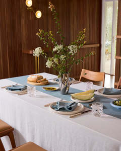 White & Lagoon 100% French Flax Linen Table Bundle