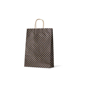 Spot Kraft Carry Bags: Black Spot Kraft Midi Paper Bag