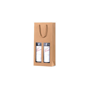 Specialty Wine Bags: Brown Kraft Window Double Wine Bag