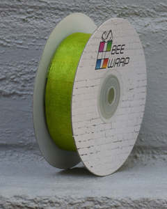 25mm Cut Edge Organza: Cut Edge Organza 25mm X 50mtrs Lime