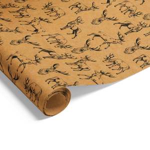 Christmas Wrapping Paper: Stag on Kraft Wrap Graphite