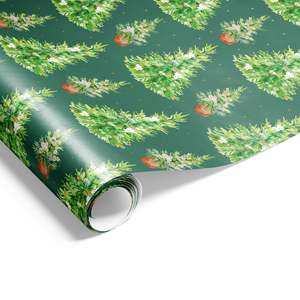 Christmas Wrapping Paper: Watercolour Trees Wrap Spruce