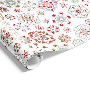 Christmas Wrapping Paper: Xmas Kaleidoscope Wrap Red Pistachio Blue Gold