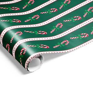 Christmas Wrapping Paper: Candy Canes Wrap Hunter Red Green