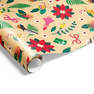 Christmas Wrapping Paper: Kiwi Kowhai Christmas Wrap Cream