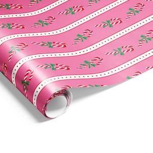 Christmas Wrapping Paper: Candy Canes Wrap Pink Red Green