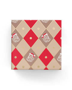 Harlequin Santa Wrap Beige Mocha Red