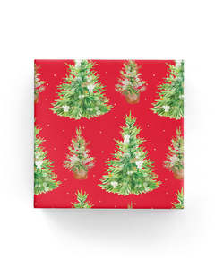 Christmas Collection: Watercolour Trees Wrap Red