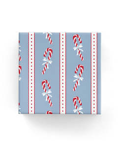 Christmas Collection: Candy Canes on Matte Wrap French Blue Red