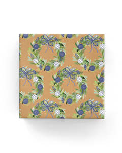 Watercolour Wreaths on Kraft Wrap Navy