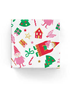 Christmas Sale: Santa and Friends Wrap Red Pink Green