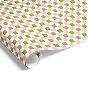 Mosaic Squares on Matte Olive/Beige/Pink