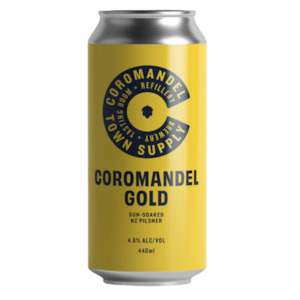 Lager Pilsner: Coromandel Town Supply Coromandel Gold NZ Pilsner 440mL