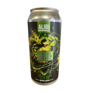 Beer: Alibi Brewing Fuzzin Fission FH Hazy IPA 440mL