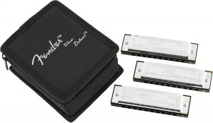 Misc. Instruments: Fender Blues harmonica set of 3 (G, C and A) w/bag