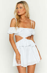 2 For 110: Alyssa White Ruffle Mini Dress