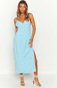 2 For 110: Kiana Blue Floral Printed Midi Dress