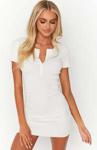 2 For 110: Oracle White Button Mini Dress