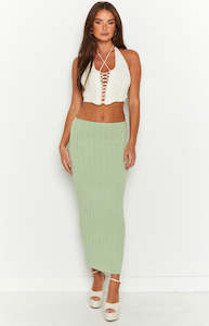 Sndys: SNDYS Baha Sage Ribbed Midi Skirt