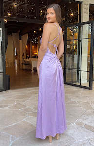 Lilac Love: Blaise Lilac Satin Maxi Dress