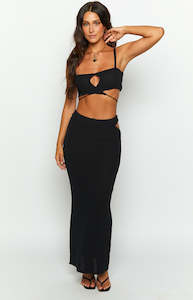 Knit Skirts: Ellah Black Knit Midi Skirt