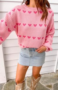 Loungewear: Lovey Pink Heart Stripe Jumper