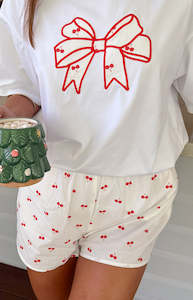 Loungewear: Alexea Cherry Print Pajama Shorts