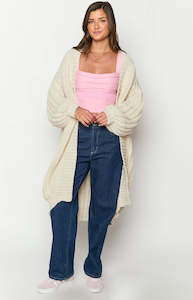 Cardigans: Peonie Cream Knit Cardigan