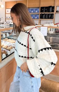 Knitwear: Holly White Heart Stripe Sweater