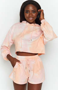 Tie Dye Whites: No Halo Raw Hoodie Pink Tie Dye