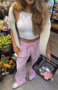 Ruched: Cici Pink Striped Drawstring Pants