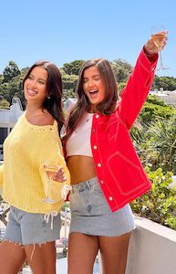 Jackets Coats: Callie Red Denim Jacket