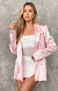 Jackets Coats: Rose Pink Satin Blazer