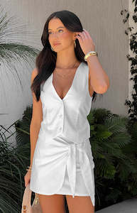 Back In Stock Bottoms: Barbados White Linen Blend Mini Skirt