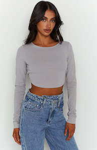 Backless Tops Dresses: Milja Grey Open Back Top