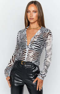 Animal Print: Lioness Collins Mesh Top Zebra