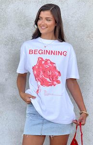 Back To School Outfits: Beginning Rose White Tee