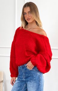 Loungewear: Holiday Red Tie Up Knit Cardigan