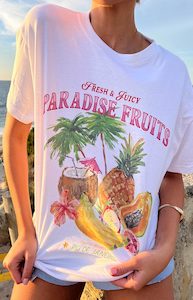 Loungewear: Beginning Paradise Fruits White Tee