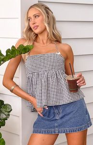 The Winter: Aspen Black Gingham Halter Top