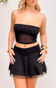 Stay Black Mesh Mini Skirt