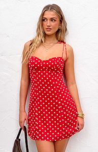 Christmas Dresses: Penny Lane Red Polka Dot Mini Dress