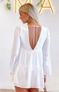 Christmas Dresses: Lucky Heart White Long Sleeve Mini Dress